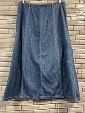 Christopher Banks 12 Skirt Denim Long Zip Maxi Fit Flare Blue Modest 34x33
