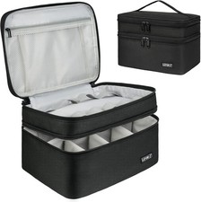 Medicine Storage Bag,Double Layers Pill Bottle Organizer Bag Empty with Lockable