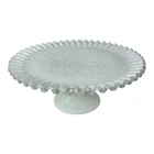 Vintage Fenton Cake Stand 11" Diameter Silver Crest Milk Glass