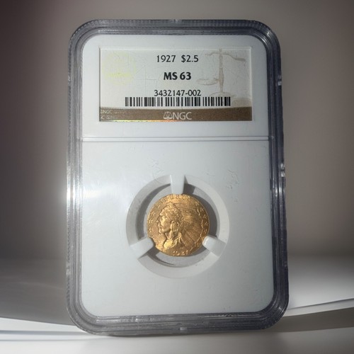 1927 Indian Head Quarter Eagle $2.50 Gold NGC MS63 Uncirculated Coin