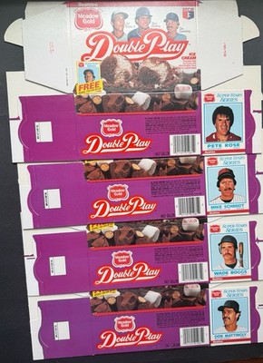 4 MEADOW GOLD Double Play Flat Boxs Cards Rose Boggs Mattingly Schmidt 1986 MINT