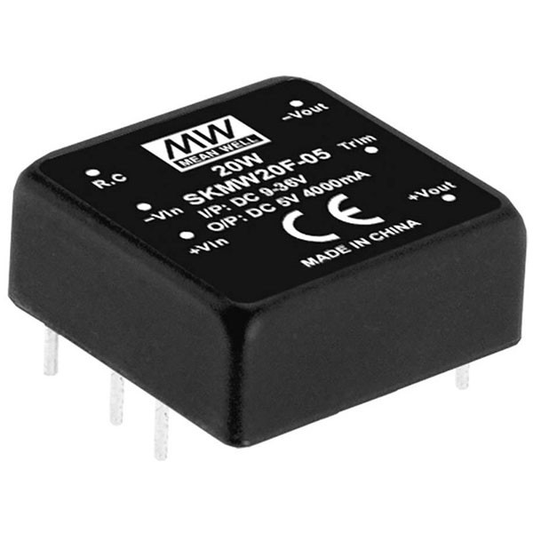 Mean Well DC/DC converter 20W 1x output wide temp range