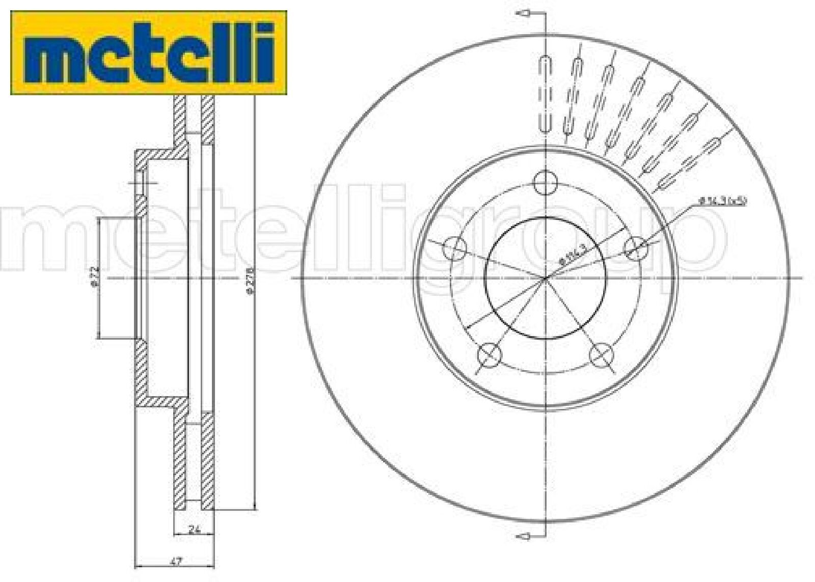2x Bremsscheibe metelli 23-1036C 2 Bremsscheiben Vorderachse Vorne