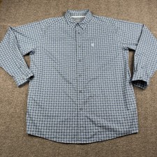 Ariat Tek Shirt Mens XL Blue Geometric Long Sleeve Button Down Western Cowboy