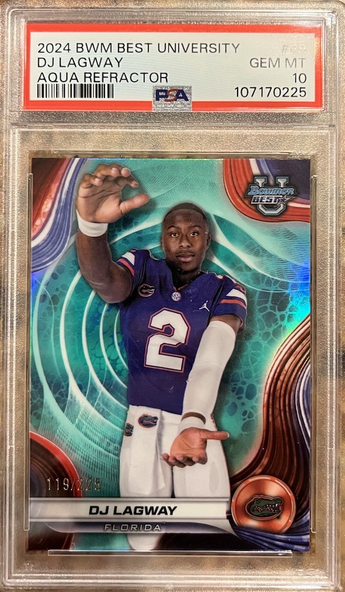 DJ LAGWAY 2024 Bowman U Best #88 Aqua Refractor #/225 Florida Gators PSA 10!!