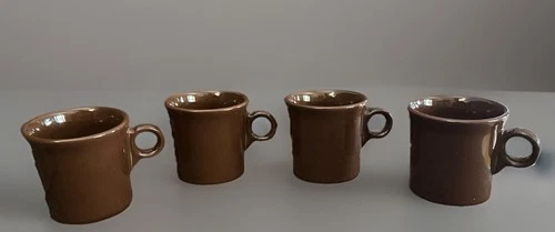 Set Of 4 Fiesta Ware Coffee Cups Chocolate Brown Fiesta USA  Mugs Homer Laughlin
