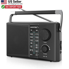 LEOTEC Portable AM FM Radio Strong Reception Big Speaker AC/Battery FROM USA