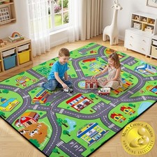 Kids Road Rug 6 x 9 Ft, City Car Play Mat for Kids with Realistic Colors, Non