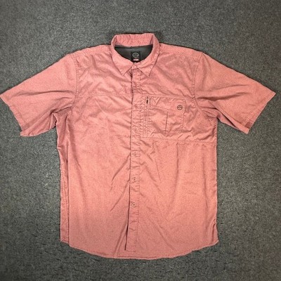 Wrangler ATG Mens XL Short Sleeve Button Down Shirt Red Clay Outdoor Hiking
