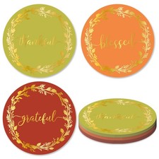 60 Pack Fall Paper Place Mats Round 13 Inch Autumn Green Orange Red Disposable