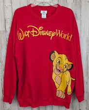 Walt Disney World Lion King Sweater Adult Large Red Simba Embroidered Sweatshirt