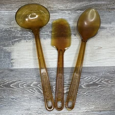 Vintage ULTRATEMP Amber Kitchen/Cooking Utensils Robinson Knife Co. USA Lot of 3