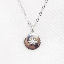 Genuine .02ctw Diamond 925 Sterling Silver Necklace 5.3g