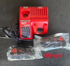 Milwaukee 48-11-1820 M18 REDLITHIUM 2 Ah Battery (2 PACK) & 48-59-1812 Charger