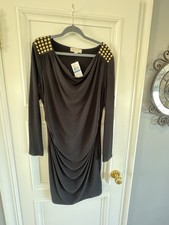  140 NWT Michael Kors Gold Studded Dress In Black Size XL