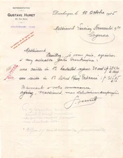 1925 REPRESENTATION GUSTAVE HURET A DUNKERQUE - M. FOUCAULD A COGNAC