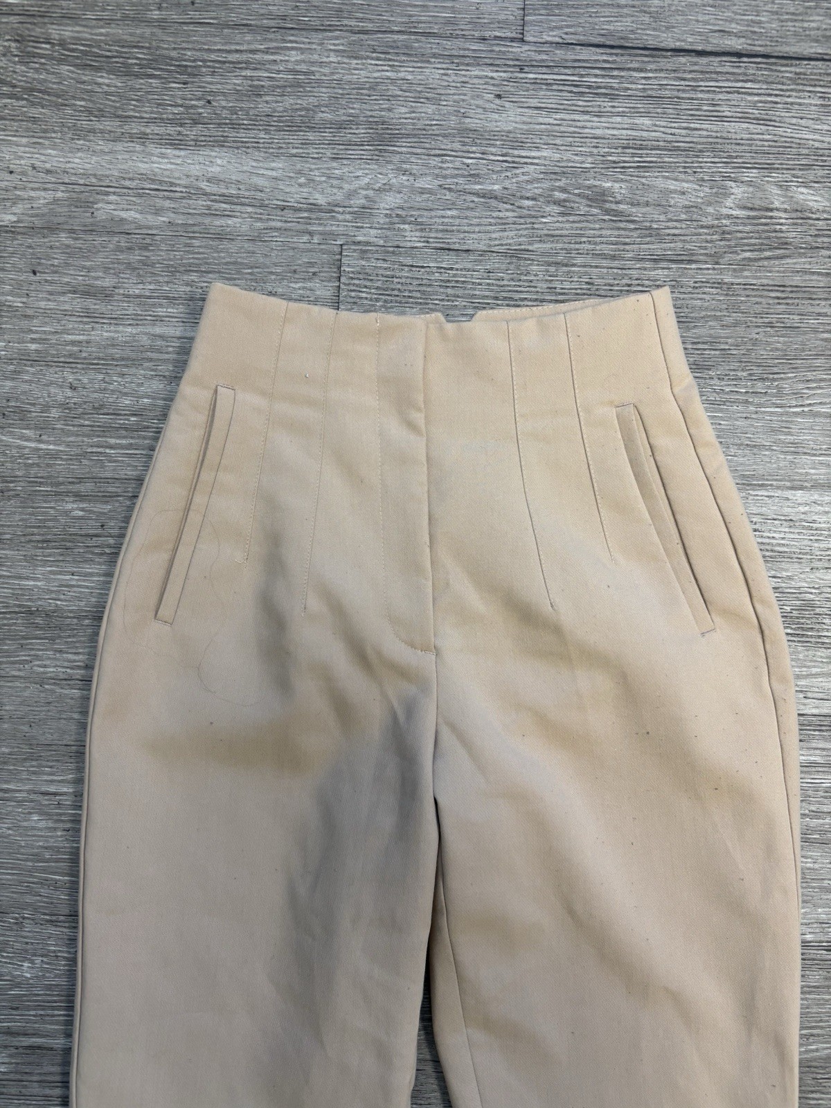 Zara High-waisted Tapered Pants In A Tan Beige Size XSMALL thumbnail 5