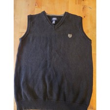 Chaps Boys Large 14/16 V-Neck Sweater Vest Black 100 Cotton Excellent Condition