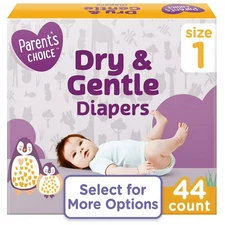 Parent's Choice Dry & Gentle Diapers Size 1, 44 Count