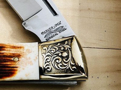 1980s PARKER IMAI KF-267 WILDLIFE SERIES BISON BUFFALO LOCKBACK