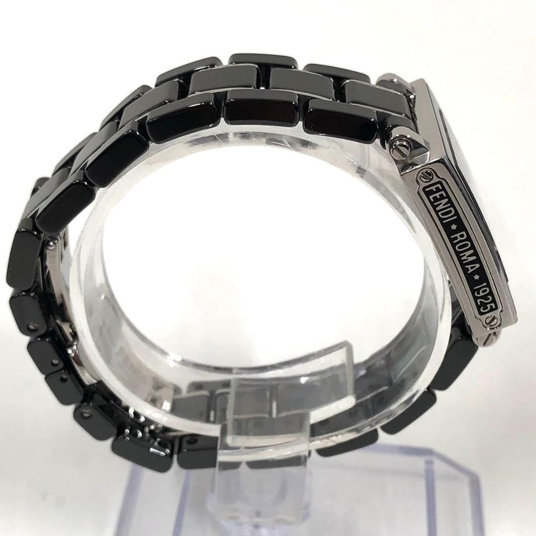 FENDI 腕時計クアドロ6200Lブラック FENDI 6200G Quadro Quartz Black Dial Ceramic Bracelet Boys
