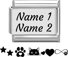 Custom Engraved Italian Charm Stainless Steel Charm Personalised Gift logo Text