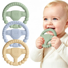 3 Pack Baby Teething Ring Toys for 0-6 6-12 Months, BPA-Free Silicone