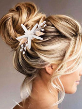 Starfish Hair Clip with Pearls and Seashells, Beach Wedding Hair Accessory for W