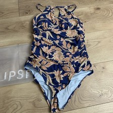 New Cupshe Ladies blue  gold floral padded swimsuit size small