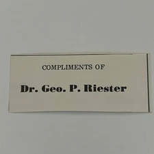 Compliments Of Dr Geo P Riester 1950 Paoli Indiana Ad SAH1-S26
