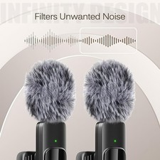 2PCS Bluetooth Wireless Lavalier Microphone Mic For Type-C iPhone Vlog Stream AU — image 10