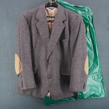 Pendleton Men s Brown Tweed Virgin Wool Suede Elbow Patch Blazer Jacket 46 USA