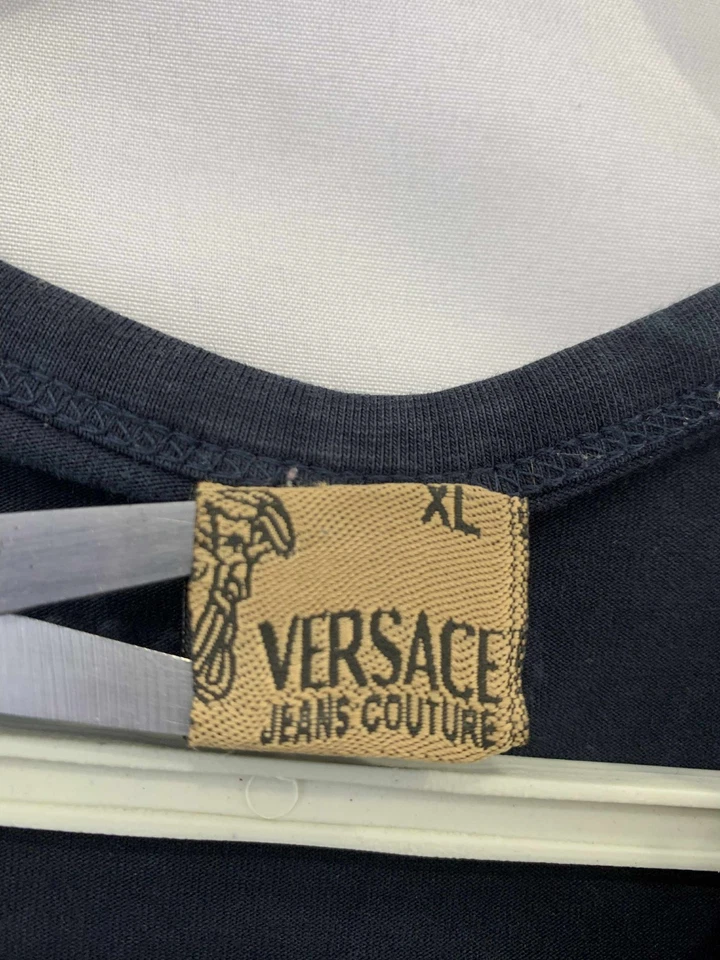 Camiseta Versace Jeans Couture XL Negra Logo Camiseta De Colección Hecha en Italia Rara #73 Foto 4 de 4