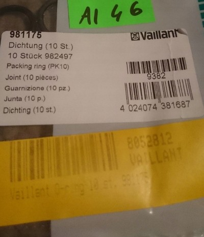 Vaillant 981175 O-Ring Gasket R21x25