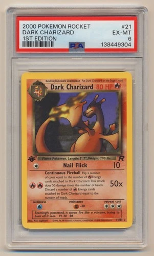 PSA 6 Pokemon Team Rocket 1st Edition Rare Dark Charizard 21/82 EX/MT Condition!