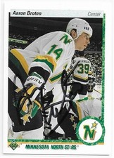 AARON BROTEN Autographed Signed 1990-91 Upper Deck Hockey card #210 North Stars
