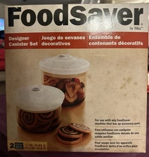FoodSaver By Tilia 2 Piece Vacuum Storage Designer Canister Set. New