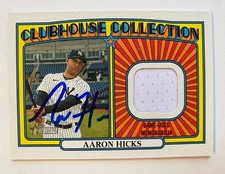 NY YANKEES- AARON HICKS AUTOGRAPH 2021 TOPPS HERITAGE CLUBHOUSE COLLECTION RELIC