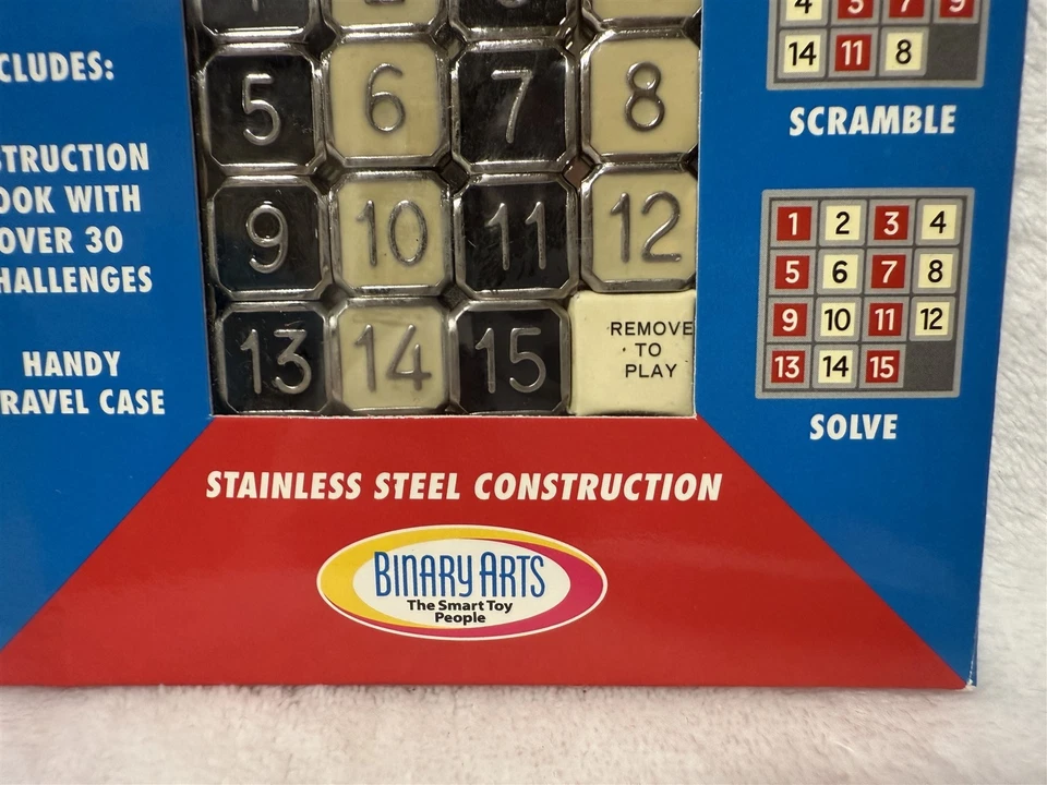 NEW VINTAGE FIFTEEN METAL STAINLESS STEEL SLIDE PUZZLE BINARY ARTS - Image 3 of 4