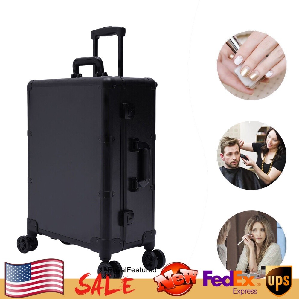 Rolling LED Light Makeup Train Case with Mirror Beauty Organizer Trolley