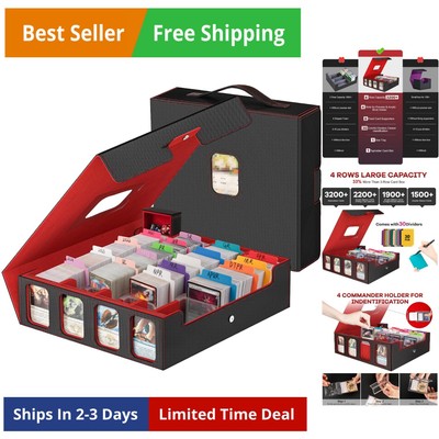 Card Storage Box 3200+ MTG Deck Box with 30 Colorful Divider, 4 Row  Commander... | eBay