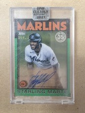 2021 CLEARLY AUTHENTIC BASEBALL STARLING MARTE 86TBA-SM GREEN AUTO 34/99 MARLINS