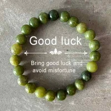 Natural Nephrite Jade 8mm Beaded Crystal Healing Reiki Stretchy Luck Bracelet