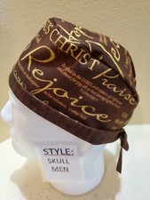 Faith religious Men's Skull/Chemo Surgical Scrub Hat/Cap Handmade