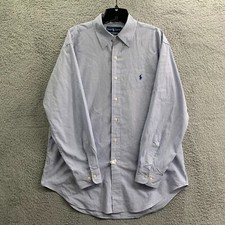 RALPH LAUREN Shirt Mens Size Large / 16.5 Button Down Plaid Blue