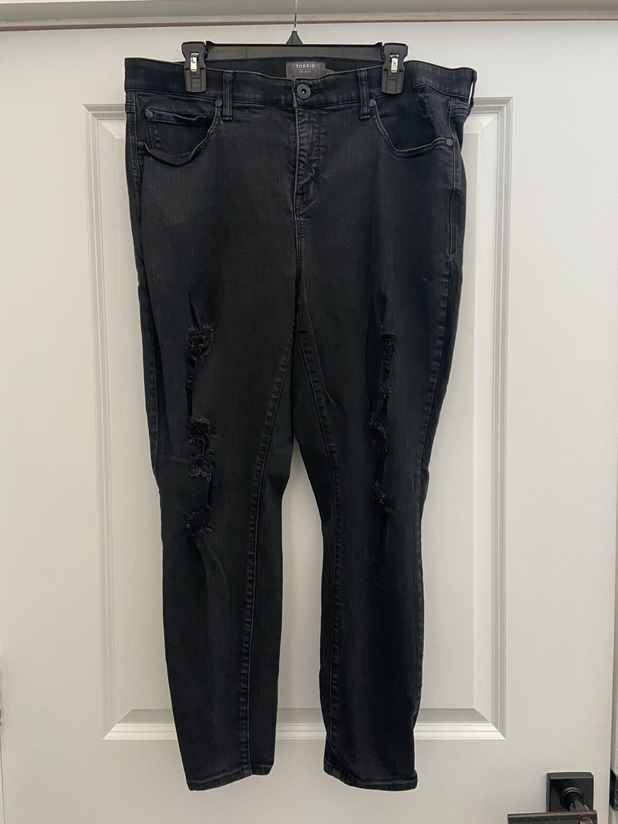 Torrid Plus Size Feel The Fit Sky High Skinny Black Distressed