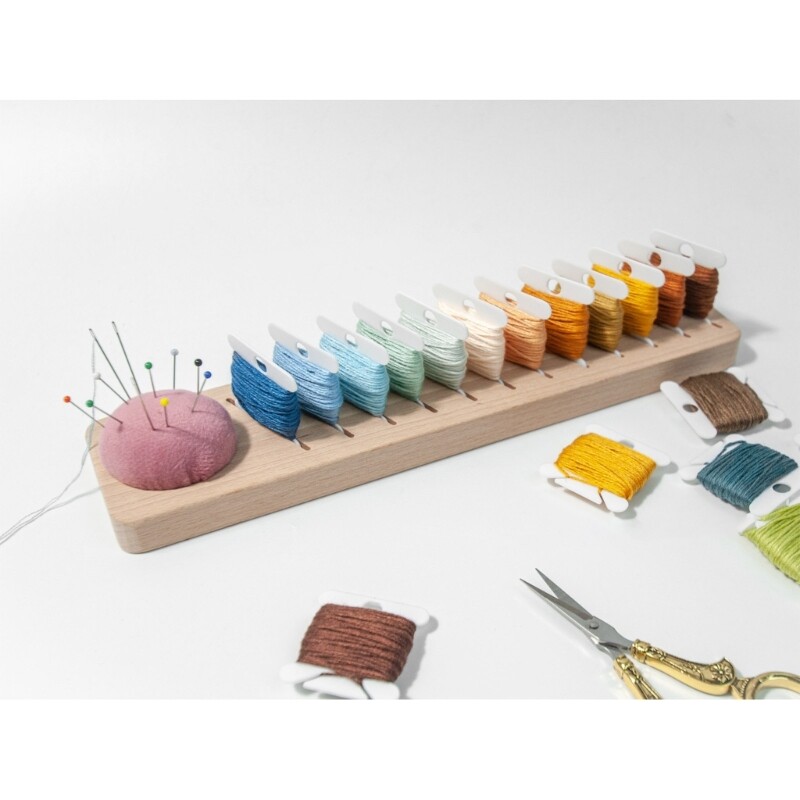 Wooden Thread 12 Slots Thread Plate Rack with Sewing Pins Holder | eBay