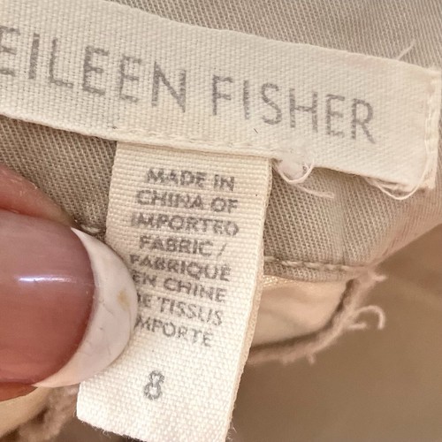 Eileen Fisher Organic Cotton Tan Chino Pants Sz 8 - Picture 2 of 5