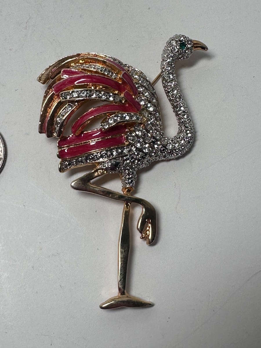 Vtg Rhinestone Stork Bird Brooch Pin P395 | eBay