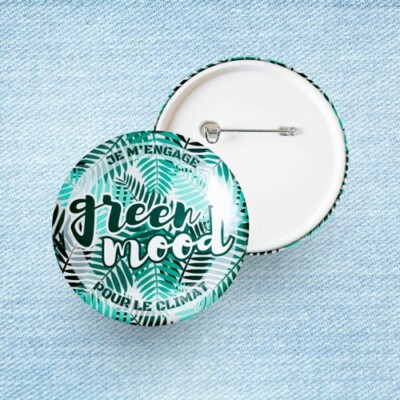 Green mood - Ich engagiere mich für das Klima (grün) | Badge Pin's Anstecknadel 58mm
